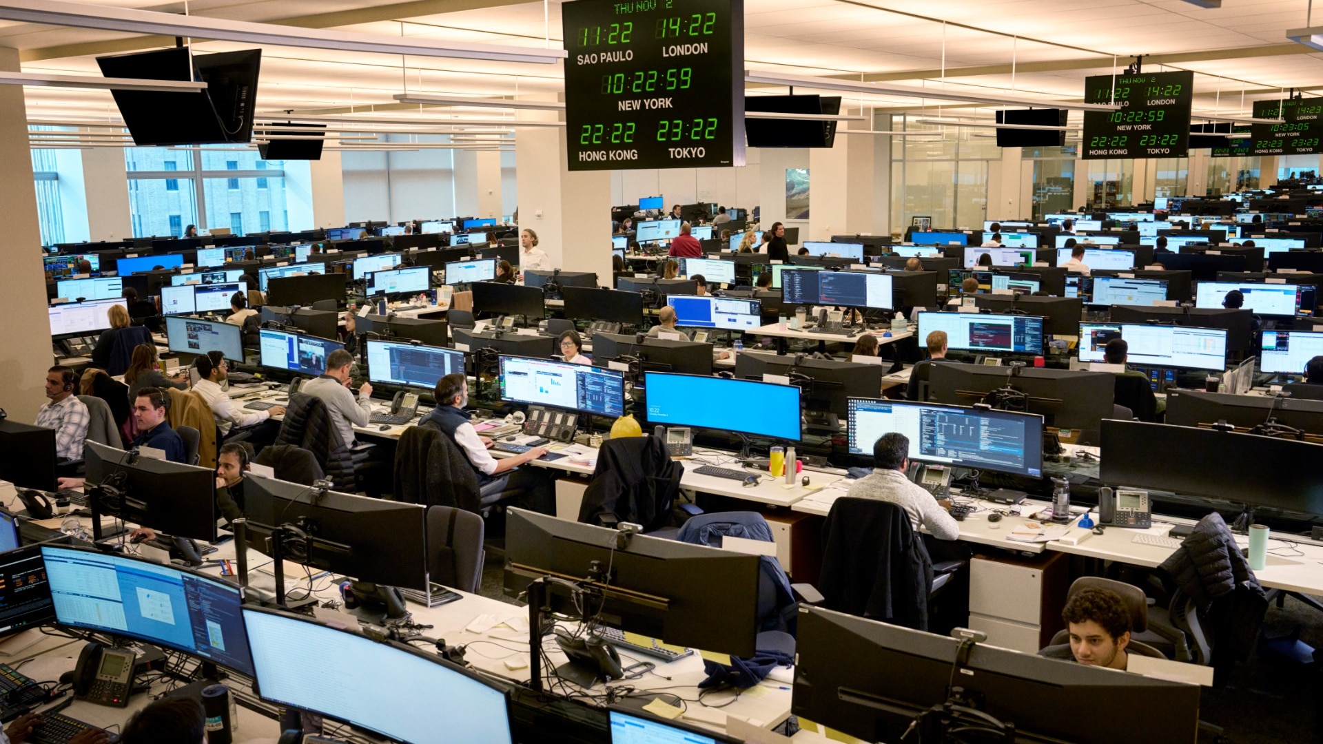 Photo of a trading floor at Goldman Sachs
