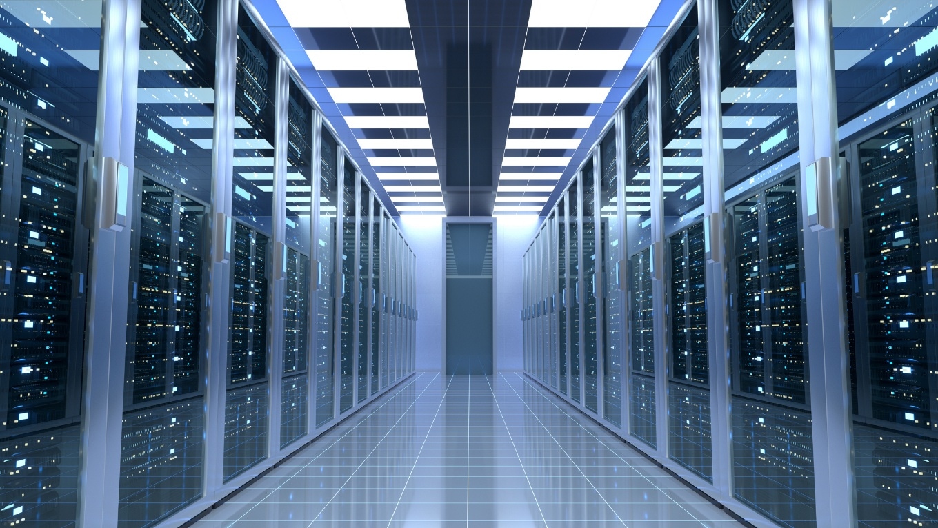 Stock image showing the interior of a data center