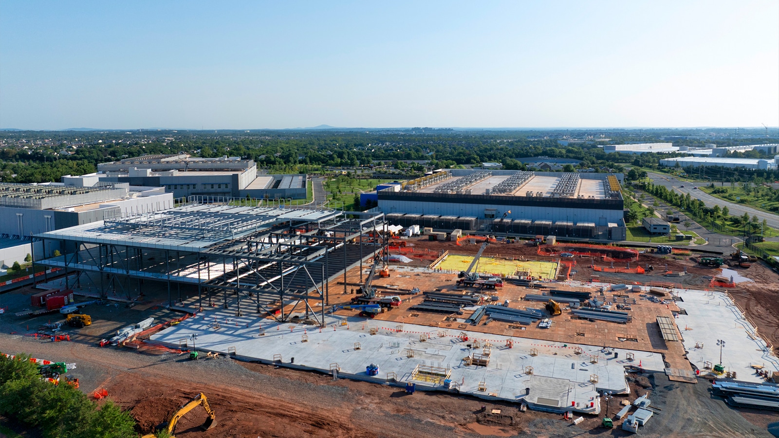 Aerial view of data center under construction